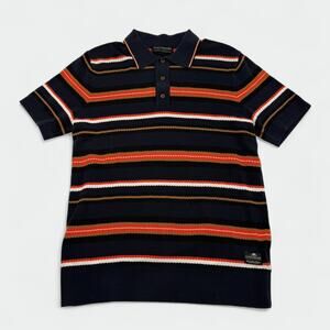 Scotch & Soda Mens M Knit Polo Shirt Multicolor Striped Cotton Short Sleeve TV